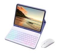 Introti Funda de teclado desmontable para iPad de 10ª generación 10.9 2022/11ª A16 2025, funda de teclado inalámbrico con mouse y soporte para lápices integrado con retroiluminación de 7 colores