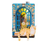 Introti Imanes de nevera en miniatura para casa, ligeros, decorativos, multiusos, mini casa, adorno de rompecabezas de madera para decoración magnética de muebles (encuentro con gato)