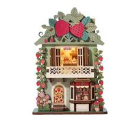 Introti Imanes de nevera en miniatura para casa, ligeros, decorativos, multiusos, mini casa de madera, adorno de rompecabezas para decoración magnética de muebles (tienda de fresas)