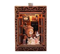 Introti Imanes de nevera en miniatura para casa, ligeros, decorativos, multiusos, mini casa de madera, adorno de rompecabezas para decoración magnética de muebles (cafetería)