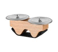 Introti Instrumento de percusión de mano de metal de madera maciza, tono nítido, portátil, cascabeles de dedo con campanas de metal, accesorios de instrumentos musicales para tambores africanos Conga