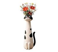 Introti Jarrón de gato peculiar hecho a mano, moderno y bonito jarrón con forma de gato, adorno creativo para sala de estar, oficina, estudio, decoración del hogar