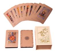 Introti Juego de 78 cartas clásicas de adivinación mística de oro rosa impermeables para principiantes