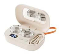 Introti Limpiador ultrasónico de lentes de contacto con espejo, kit de lavadora de gafas eléctricas, máquina de limpieza recargable, contenedor de limpieza de almacenamiento de pupila para lentes