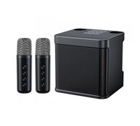 Introti Máquina de karaoke portátil con 2 micrófonos, altavoces de subwoofer de estudio, recargables, pequeños altavoces KTV para entretenimiento en casa