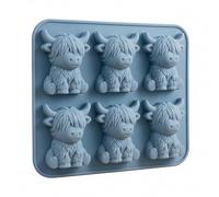 Introti Molde de silicona para Pascua, fácil de desmoldar, diseño de conejito de las tierras altas, suave, elástico, 6 cavidades para cera hecha a mano, jabón, manualidades, decoración del hogar