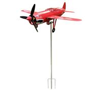 Introti Molino de viento de avión de guerra con boca de tiburón para jardín, 3D, para exteriores, para patio y jardín, regalo para familiares o amigos