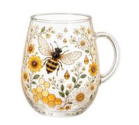 Introti Morning Bliss - Taza de té de cristal, multiusos, vintage, botánica, reutilizable, estética, inspirada en el jardín, para decoración de sala de té