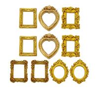 Introti Paquete de 10 marcos de fotos en miniatura dorados de estilo pequeño para exhibición de joyas, decoración de fotografía de vacaciones