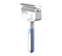 Introti Peine de aseo de mascotas de doble cara para perros y gatos, cepillo para quitar el pelo con diseño de spray y rastrillo de acero inoxidable para desenredar la capa inferior de dientes (azul)