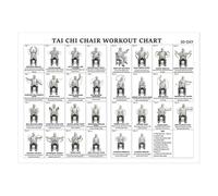 Introti Póster de lona de 11.81 x 17.72 pulgadas, tabla de entrenamiento para silla de Tai Chi, fácil de mostrar, tablas de ejercicios sentadas, pósteres plegables para sala de estar, dormitorio