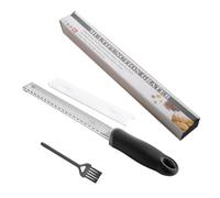 Introti Rallador de queso apto para lavavajillas, de acero inoxidable, con mango ergonómico, multifuncional, para queso parmesano, limón, jengibre, ajo (negro)