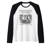 Introverted Bookish And Covered With Cat Hair Camiseta Manga Raglan