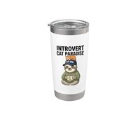 Introvertido Cat Paradise Lover Cita Off Dad Humor Grid Vibes Vaso térmico de acero inoxidable de doble pared