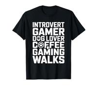 Introvertido Gamer Amante de los Perros Café Juegos Paseos Vibes Camiseta