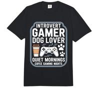 Introvertido Gamer Amante de los Perros Mañanas Tranquilas Cofee Noches de Juego Comfort Colors Adult Heavyweight T-Shirt