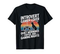 Introvertido Gamer Lover Quiet Mornings Café Perro Gaming Camiseta