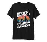 Introvertido Gamer Lover Quiet Mornings Café Perro Gaming Camiseta Premium