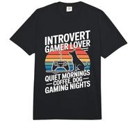 Introvertido Gamer Lover Quiet Mornings Café Perro Gaming Comfort Colors Adult Heavyweight T-Shirt