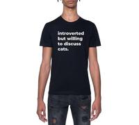 Introvertido Pero Dispuesto A Discutir Camiseta Negro para Hombre De Manga Corta con Cuello Redondo