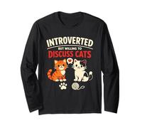 Introvertido Pero dispuesto a discutir Gatos Amante de los Gatos Divertido Manga Larga