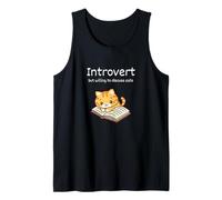 Introvertido pero dispuesto a discutir gatos amante de los libros amor felino Camiseta sin Mangas