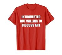 Introvertido Pero dispuesto a Hablar de Arte Camiseta, Hombre, Rojo, XL