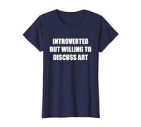 Introvertido Pero dispuesto a Hablar de Arte Camiseta, Mujer, Azul Marino, 3XL