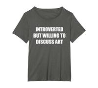 Introvertido Pero dispuesto a Hablar de Arte Camiseta, Mujer Tallas Grandes, Asfalto, 5XL Grande
