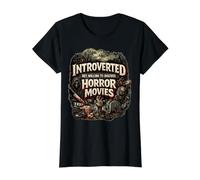Introvertido Pero dispuesto a Hablar de películas de Terror Película de Miedo Camiseta gráfica económica, Mujer, Negro, L