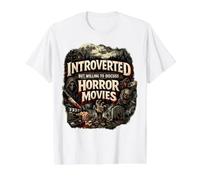 Introvertido Pero dispuesto a Hablar de películas de Terror Película de Miedo Camiseta gráfica económica, Hombre, Blanco, M