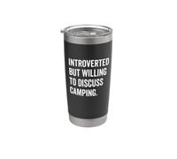 Introvertido pero dispuesto a hablar sobre el humor de campamento Vaso térmico de acero inoxidable de doble pared