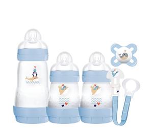 Intrucciones en lengua extranjera - MAM Bienvenido al mundo fijó incluye Botellas, Chupete y Clip (Azul), 1 unidad [modelos surtidos]
