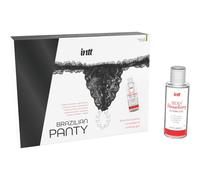 INTT Panty Brasileña Negra Con Perlas - Elegante Diseño Con Gel Lubricante A Base De Agua 50 Ml
