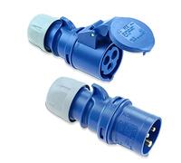 IntuiFlex CEE - Juego de conectores y acopladores para camping (3 pines, 230 V, 16 A, IP44, con terminales de rosca, para caravana, caravana, barco, accesorios/enchufe CEE, juego de camping, PCE Shark