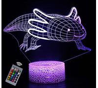 INTUPGD Lámpara de ilusión 3D, Axolotl lámpara de noche con ilusión óptica de 16 colores que cambia con control remoto para niños niñas niños