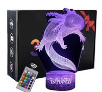 INTUPGD Lámpara de ilusión 3D, Axolotl lámpara de noche con ilusión óptica de 16 colores que cambia con control remoto para niños niñas niños
