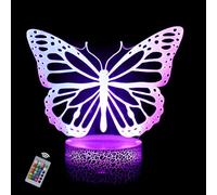 INTUPGD Lámpara de ilusión 3D, Mariposa lámpara de noche con ilusión óptica de 16 colores que cambia con control remoto para niños niñas niños