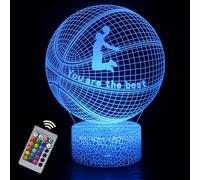 INTUPGD Regalo de baloncesto, Luz de noche Basketball 3d LED lámpara con control remoto 16 colores que cambia para Niños Niñas