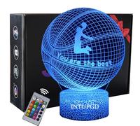 INTUPGD Regalo de baloncesto para niños, Luz de noche 3d LED lámpara con control remoto 16 colores que cambia para niños niñas niños, Idea de habitación para niños