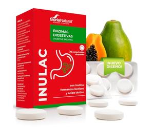 Inulac con inulina y fermentos lácticos, 30 comprimidos, Soria Natural | Enzimas digestivas - Cúrcuma y lactobacillus - Flora intestinal - Bienestar digestivo