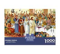 Inundación de Vino de la Boda de Jesús Puzzle De Madera Impermeable DIY Puzzles De 1000 Piezas para Adultos Desafiante Y Estimulante Rompecabezas para Juegos Educativos