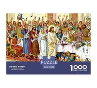 Inundación de Vino de la Boda de Jesús Puzzle De Madera Impermeable Puzzles De 1000 Piezas para Adultos Divertido Rompecabezas Juegos Educativos