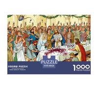 Inundación de Vino de la Boda de Jesús Puzzle De Madera Impermeable Puzzles De 1000 Piezas para Adultos Desafiante Y Estimulante Rompecabezas para Juegos Desafiantes