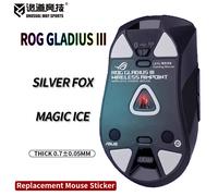 InusualWaySports Patines de ratón Pies ASUS ROG Gladius3 Superficie curvada PTFE Anti colapso Silver Fox Magic Ice ROG Gladius3 Fox