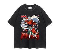 Inuyasha Camiseta Anime Impreso Casual Manga Corta Cosplay Disfraz Sesshoumaru Camiseta Vintage Lavado Camiseta de algodón...