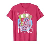 Invader Zim G.I.R Me and The Squirrel Are Friends Funny Logo Camiseta, Hombre, Rojo Jaspeado, M