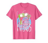 Invader Zim G.I.R Me and The Squirrel Are Friends Funny Logo Camiseta, Hombre, Rosa Jaspeado, XL