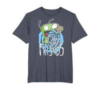 Invader Zim G.I.R Me and The Squirrel Are Friends Funny Logo Camiseta, Hombre Tallas Grandes, Azul Jaspeado, 3X Alto