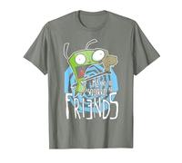 Invader Zim G.I.R Me and The Squirrel Are Friends Funny Logo Camiseta, Hombre, Verde Militar Jaspeado, M